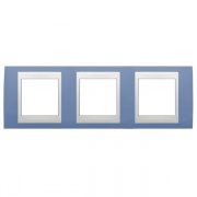 Рамка Unica хамелеон 3 поста горизонтальная голубой лед/белая