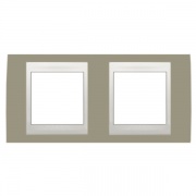 Рамка Unica хамелеон 2 поста горизонтальная коричневый/белая
