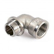 Отвод 90° с упором латунный резьбовой STOUT (НР/ВР) - 1/2" (никелированный)