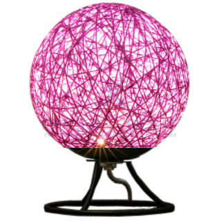 12-79 Светодиодый ночник из ротанга, 220В, 2Вт, 6 диодов, 3200K, 200Лм, 15*15*18см, фиолетовый