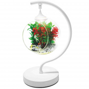 FT-07 Фитосветильник настольный, светодиодный, стеклянный шар Ø150мм, 5 В, лампа 2Вт, диммер, USB-штекер длиной 1,8 м, S-образный, белый