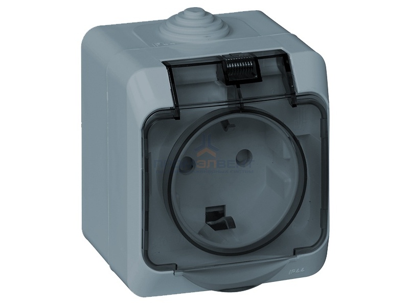 Розетка с/з Этюд IP44 серая [уп 12шт]