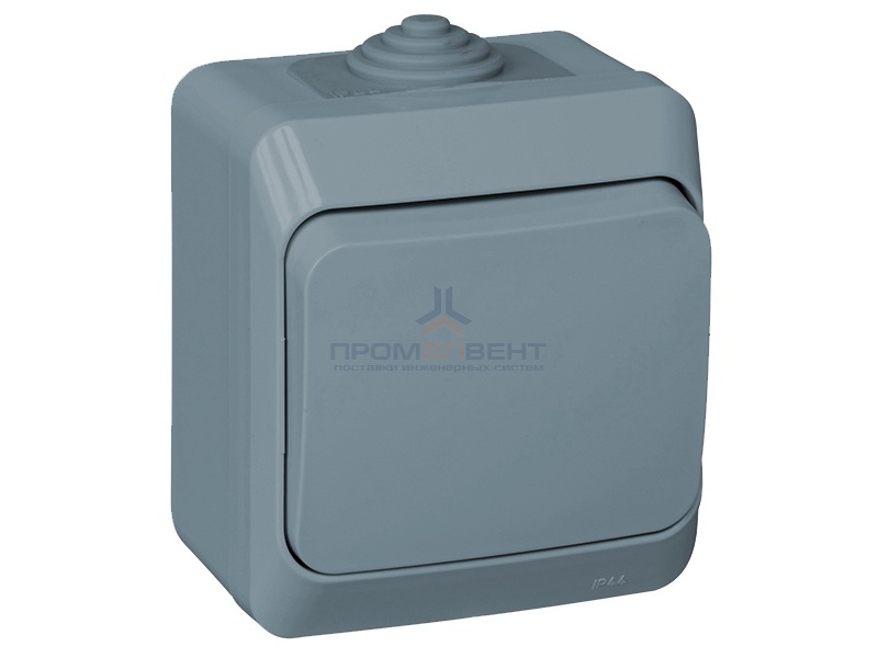 Выключатель одноклавишный Этюд IP44 серый [уп 14шт]