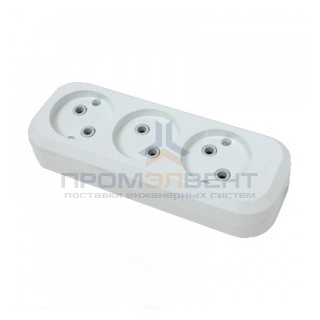 Колодка Makel 10А 3 розетки без заземления