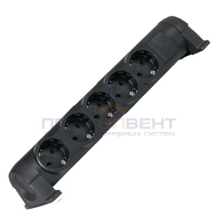 Колодка Legrand "Комфорт" черная 16А 5 розеток с выключателем