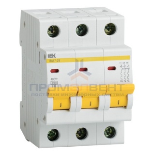 Автоматический выключатель ВА47-29 3Р 2А 4,5кА характеристика В ИЭК (автомат)